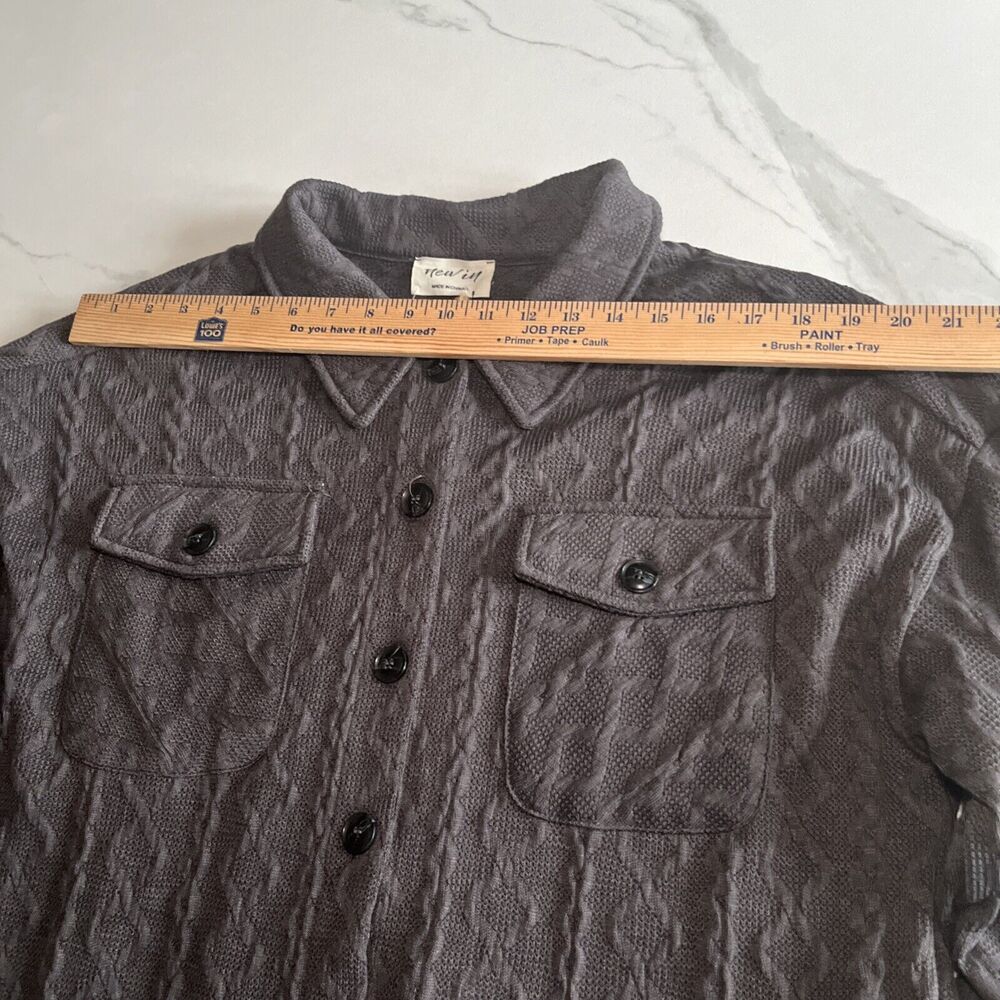 New In Boutique Gray Cable Knit Oversized Button Down Shacket Womens Size Large - Picture 4 of 12